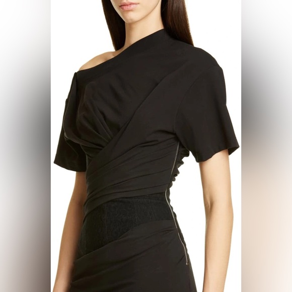 NWT ALEXANDER WANG Corset Panel Ruched Drape T-shirt Dress In Black 4 $1,050 - Picture 4 of 13